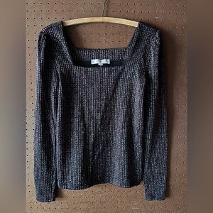 Loft sparkly, stretchy ribbed top blouse shirt, medium